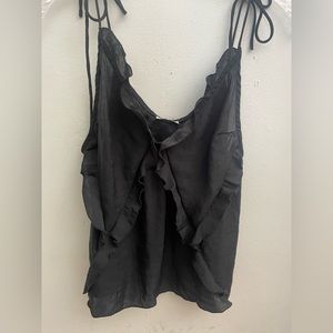 Free People Black Ruffle Tank Top Blouse